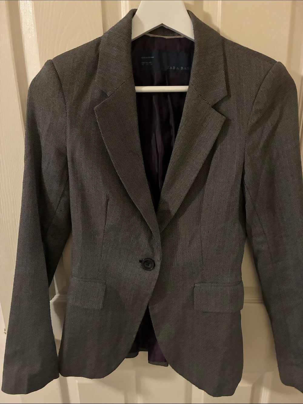 Zara Gray Single-Button Tailored Blazer
